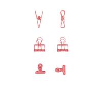 Craftelier - Lot de 6 pinces métalliques avec 3 tailles et 3 motifs différents | Fixation pour tous types de matériaux | Dimensions : environ 1 x 5,5 cm, 3 x 4 cm, 3 x 3 cm - Couleur rose chewing-gum