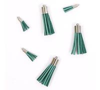 Craftelier Lot de 6 Pompons en Daim avec Rivets argentés - Deux Tailles différentes - Décoration d'intérieur, Bijoux, Scrapbooking - Tailles : 4 x 1 cm et 2 x 0,5 cm - Turquoise