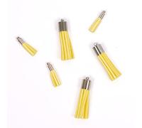 Craftelier Lot de 6 Pompons en Daim avec Rivets argentés - Deux Tailles différentes - Décoration d'intérieur, Bijoux, Scrapbooking - Tailles : 4 x 1 cm et 2 x 0,5 cm - Couleur Jaune Pastel