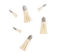Craftelier - Lot de 6 pompons en daim avec rivets argentés - Deux tailles différentes | Home Decor, bijoux fantaisie, scrapbooking | Tailles : 4 x 1 cm et 2 x 0,5 cm | Beige