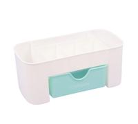 Craftelier - Organisateur de bureau avec 5 compartiments et tiroir | Turquoise et blanc - 20 x 10 x 9 cm