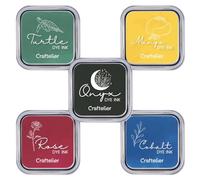 Craftelier - Pack de 5 encres à base d'eau idéal pour tampons acryliques ou en caoutchouc et surfaces poreuses | Taille du tampon 4 x 4 cm - Taille de la boîte 6,3 x 6,3 cm | Rose, Mangue, Cobalt
