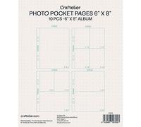 Craftelier,Pack de pochettes transparentes pour albums photo personnalisés,Comprend 10 pochettes 6"x8" (15.24x20.32 cm) avec 4 formats,Compatible avec les albums 2 anneaux européens et américains