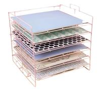 Craftelier - Plateau de rangement métallique à 6 étagères pour papiers | Idéal pour organiser les matériaux de scrapbooking et d'artisanat | Couleur rose - Dimensions approx. 35,8 x 33,3 x 33,2 cm