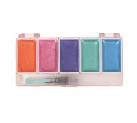 Craftelier - Set de 5 aquarelles de couleurs métalliques Mermaid + pinceau avec réservoir d'eau | Idéal pour projets de scrapbooking et travaux manuels | Taille palette 14 x 6,5 cm - Taille Godet 4,5