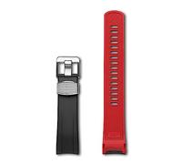 CRAFTER BLUE CB09 Bracelet de rechange en caoutchouc avec extrémité incurvée pour montre de plongée automatique Seiko Samurai Prospex SRPB51, SRPB09, SRPB53, SBDY007, SBDY009, etc., noir et rouge