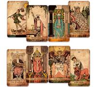 CRAFTERIAN Jeu de tarot classique - 78 cartes avec bordure dorée Guide complet 91 pages, parfait pour les débutants, élégant et léger, expérience de tarot authentique