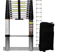 CRAFTFULL Échelle télescopique en Aluminium CF-101B 3 Niveaux de sécurité - Protection des Doigts - Échelle télescopique Extensible - Sac de Transport - Échelle en Aluminium (3,2 mètres Soft Close)