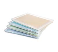 CraftGenes Lot de 4 boîtes de rangement A4 avec couvercles, organiseur de papier transparent portable, boîte en papier pour travaux manuels, scrapbooking, documents, papier cartonné, lettre, boîte de