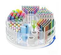 CraftGenes Organiseur de bureau rotatif à 360° en acrylique pour bureau avec 7 compartiments amovibles, porte-stylo extra large pour fournitures de bureau, marqueurs et fournitures d'art, porte-crayon