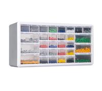 CraftGenes Organiseur de rangement à vis - Boîte de rangement pour garage et atelier à 30 tiroirs avec séparateurs réglables, organiseur mural pour outils (gris)