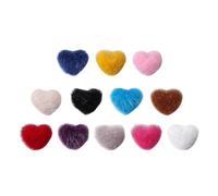CRAFTHROU 12 Pièces Boules en Peluche Forme Cœur pour Décoration Ongles, Doux Toucher, Absorption Détachable, pour Salon de Manucure ou Usage à Domicile Couleur Aléatoire