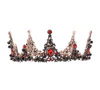 CRAFTHROU 1pièce Couronne de Mariée Baroque Ronde Élégante Noire et Rouge Accessoire pour Robe de Mariée Bijou Cheveux Femme Diadème Chic pour Demoiselle Honneur