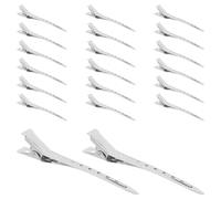 CRAFTHROU 20 Clips de Sectionnement pour Coiffeur en Fer Argenté Surface Lisse, Pinces Crocodiles Professionnelles pour Coiffure et Barbier, Ne Cassent Pas les Cheveux