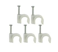 CRAFTHROU 300 Clips de Câble Ronds en Plastique Blanc pour Gestion de Câbles Rg59, Protection de L'isolation, Fixation Résistante aux Chocs pour Bureau et Câblage sur Bois