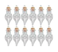 CRAFTHROU 32pièces Lot de Mini Bouteilles Verre Transparent Forme de Goutte avec Bouchon Liège pour Bricolage DIY Petits Flacons Décoratifs pour Sables Colorés Bijoux et Accessoires