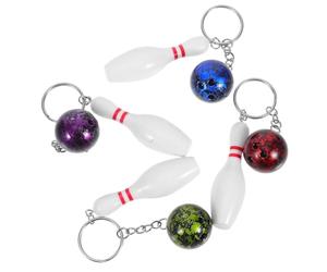 CRAFTHROU 4 pièces Porte-clés Quille Bowling Mini Set Délicat Pendentif Clé Sportive Décorative pour Sacs et Clés