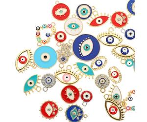 CRAFTHROU 40 Pendentifs en Alliage Œil Maléfique Légers et Compacts, Design Simple et Délicat, pour Bijoux DIY et Créations Artisanales