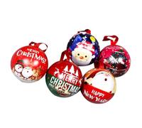 CRAFTHROU 5 Boîtes à Bonbons de Noël en Fer Rondes Créatives Motifs de Noël, Suspendues, Multi-usages, pour Boutique ou Usage Commercial Plusieurs styles