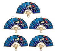 CRAFTHROU 5 Pièces Accessoires pour Cheveux en Alliage de Zinc Forme Éventail Chinois Décoration en Huile pour DIY Coiffure Créative et Style Antique