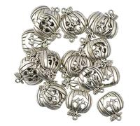 CRAFTHROU 50pièces Pendentifs Citrouille Vintage Alliage Argent Antique Pendentifs Sourires DIY pour Bijoux Fantaisie Décoration Halloween et Décoratif