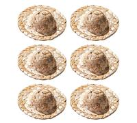 CRAFTHROU 6 Pièces de Mini Chapeaux de Paille en Rotin Décoratifs pour Cocktails et Décorations de Nourriture, Accessoires Rustiques pour Fêtes et Vacances