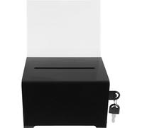CRAFTHROU Boîte à Dons Design Simple avec Serrure Noire en Acrylique Urne de Vote Sécurisée pour Collecte de Fonds et Suggestions