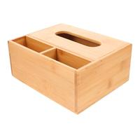 CRAFTHROU Boîte à Mouchoirs Décoratif en Bois Khaki en Bois Compartiments, Organisateur de Bureau Toucher Agréable pour Rangement de Bureau et Documents