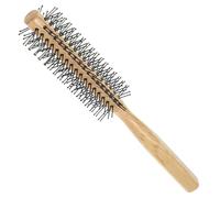 CRAFTHROU Brosse à Cheveux Rotative en Bois Poils Nylon Mini, Fine et Compacte, pour Coiffage Maison et Boucles Femme Salon Volume