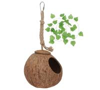 CRAFTHROU Cachette pour Reptiles en Coque de Noix et Corde de Chanvre, Nid Suspendu Vert Stimulant l'exercice et Protégeant la Santé des Petits Lézards, Set 2 Pièces pour Habitat Animalier