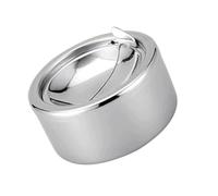 CRAFTHROU Cendrier avec Couvercle en Acier Inoxydable Coupe-Vent, Grosse Capacité, Design Moderne et Rond, pour Usage Extérieur et Hôtel, Couleur Argenté