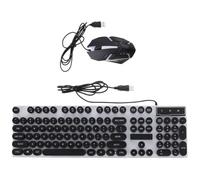 CRAFTHROU Clavier et Souris Mécanique Abs Noir Structure Suspendue et 104 Touches, Souris Filaire Molette 3D Antidérapante, pour Bureau et Gaming