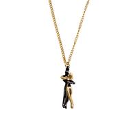 CRAFTHROU Collier D'amoureux Pendentif en Laiton Noir, Bijou Chic