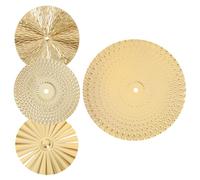 CRAFTHROU Décoration Murale Soleil en Métal Doré 4 Pendentifs Ronds pour Salon Moderne