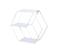 CRAFTHROU Étagère Murale Hexagonale en Fer Blanc à Double Couche, Style Nordique Créatif, Facile à Installer et Nettoyer, Rangement Pratique pour Balcon ou Chambre D'garçon et Filles