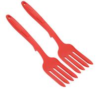 CRAFTHROU Fourchette Ustensile Pratique en Silicone Cuisine 2 Pièces Rouge Ergonomique et Sûre, pour Pâtes et Nouilles Frites Cuisine Maison