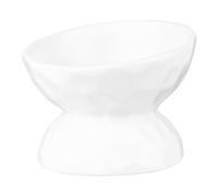 CRAFTHROU Gamelle Surélevée pour Chat en Céramique Blanche Support Incliné, Bol Anti-Renversement Protégeant Le Cou du Chat Lors des Repas