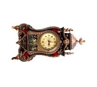 CRAFTHROU Horloge de Table Décorative Européenne Style Archaïque Marron en Plastique Sonnerie Musicale pour Bureau et Maison, Design Unique et Vintage