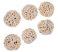 CRAFTHROU Jouets à Mâcher de Recherche de Nourriture Lot de 6 pour Oiseaux et Petits Animaux en Bois Naturel Beige Réduit L'ennui et Favorise Le Comportement pour Perruches