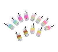 CRAFTHROU Lot de 12 Breloques Résine Forme Thé Lait Couleurs Aléatoires, Pendentifs Bubble Tea Diy, Porte-clés Accessoires pour Fabrication Bijoux, Décorations Créatives Couleur