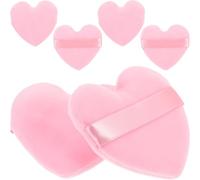 CRAFTHROU Lot de 6 Houppettes à Poudre de Cœur, Petite Taille, Rose, Douce Texture Veloutée, Souffle de Doigt Dragonne, Adaptées Maquillage Visage et Poudre pour Femmes, Usage Voyage