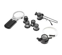 CRAFTHROU Loupes Portables Set de 7 en Plastique et Verre Design Compact 5x 10x 15x 20x Éclairage LED Microscope de Poche pour Réparation de Montres et Bijoux