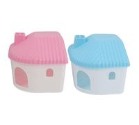 CRAFTHROU Maison Cachette pour Petits Animaux 2 Pièces en Plastique Bleu et Rose, Lieu de Sommeil et Refuge pour Cochons d'Inde et Autres Petits Rongeurs