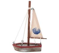 CRAFTHROU Maquette de Voilier, Décor de Mini Voilier en Bois, 6,5x4 Pouces, Sculptée la Main, Légère, Style Vintage Méditerranéen, Centre de Table pour Fête Thème de L'océan et Remise