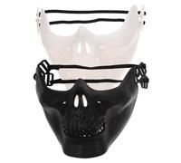 CRAFTHROU Masques D'halloween Intégral en Plastique Forme Crâne 2 Pièces Noir et Blanc Design Effrayant Confortable pour Cosplay et Fête Masquée Couleur Aléatoire