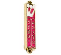 CRAFTHROU Mezouza Rétro en Métal Rouge, Ornement de Porte Artisanal Vintage | Plaque Bénédiction Décorative, Entrée ou Divers Emplacements, Style Chic Distinctif