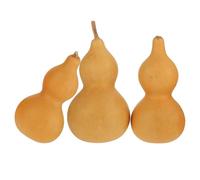 CRAFTHROU Ornements de Calebasse Naturelle 3pcs pour Décoration de Bureau et Fêtes, Matériau Calebasse, pour Amateurs de Culture Chinoise