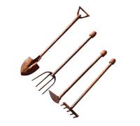 CRAFTHROU Outils Miniatures Vintage en Alliage de Zinc, 4 Pièces, Décor de Jardin Facile à Utiliser pour Petits Espaces et Aménagement Paysager