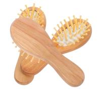 CRAFTHROU Peigne à Cheveux en Bois avec Amortisseur 3 Pièces, Mini Brosse de Massage Portable, Peigne Multifonction pour Cuir Chevelu Sain, Adapté à Tous Types de Cheveux, Usage Quotidien
