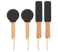 CRAFTHROU Pierre pour Pédicure en Bois Carbonisé Noir, Technologie Sablage, Design Ergonomique Voûte Plantaire, Lot de 4 pour Soins des Pieds en Famille à Domicile